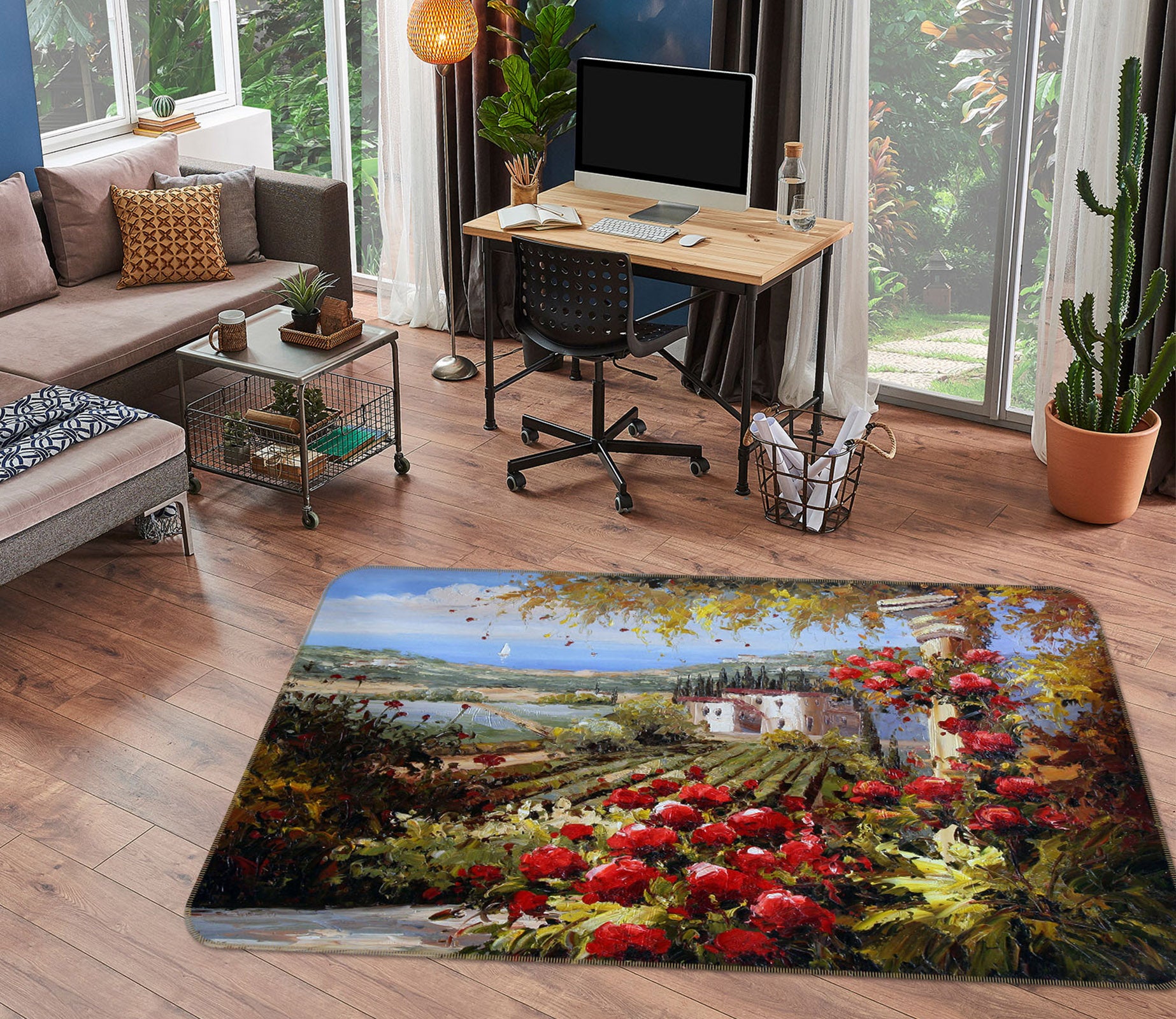 3D Flower Bush 33177 Non Slip Rug Mat