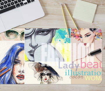 3D Blue-Haired Girl 17106 Desk Mat