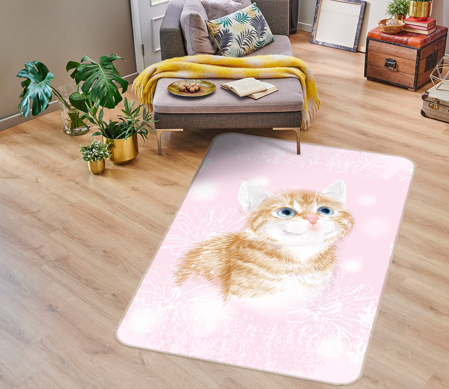 3D Orange Cat 37129 Non Slip Rug Mat