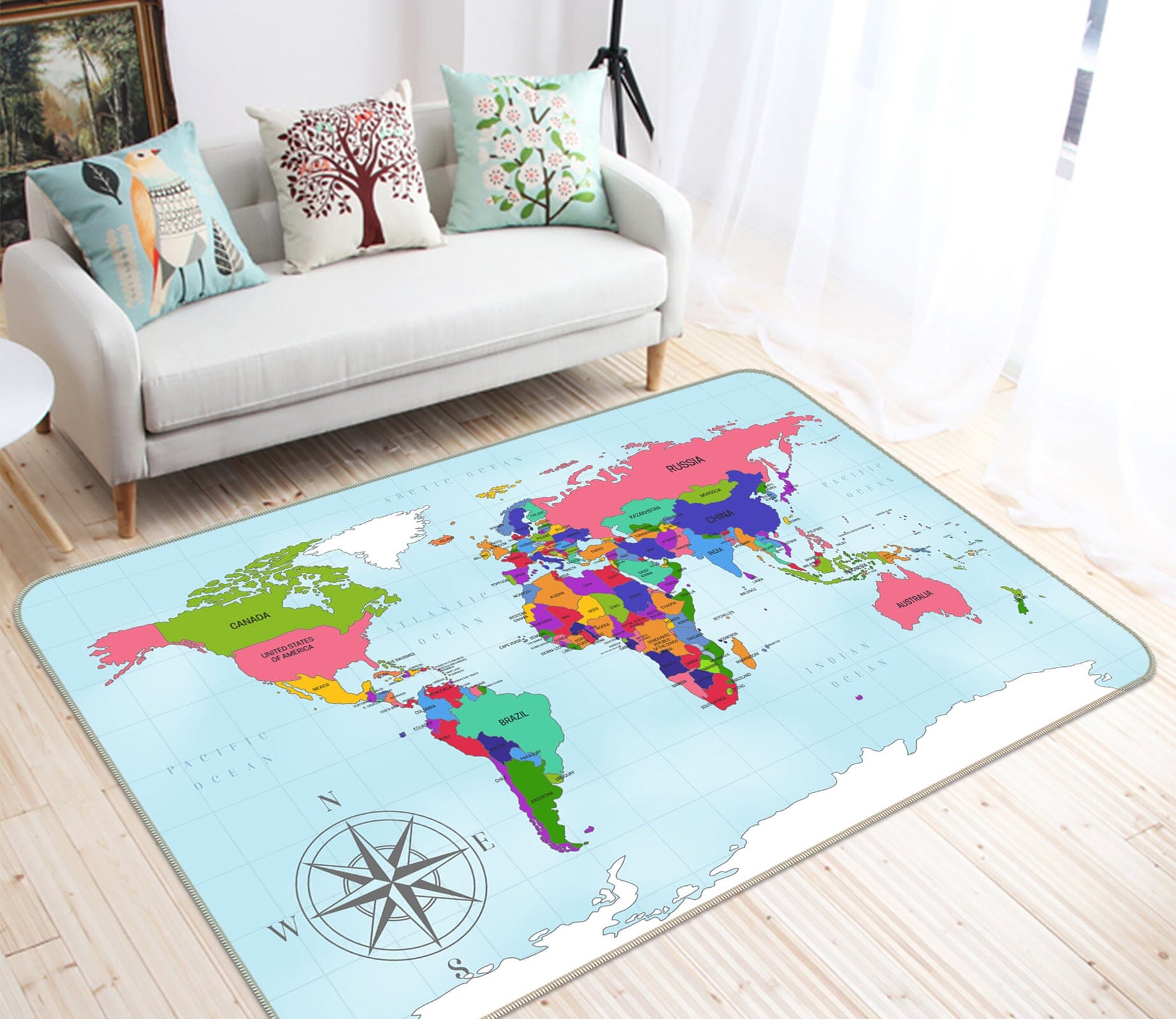 3D Colourful World 327 World Map Non Slip Rug Mat Mat AJ Creativity Home 
