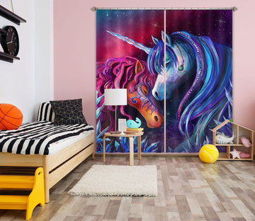 3D Unicorn Head 106 Rose Catherine Khan Curtain Curtains Drapes Curtains AJ Creativity Home 