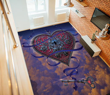 3D Heart Lock Key 98182 Vincent Floor Mural