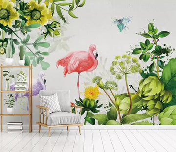 3D Flamingo Plant 081 Wall Murals Wallpaper AJ Wallpaper 2 