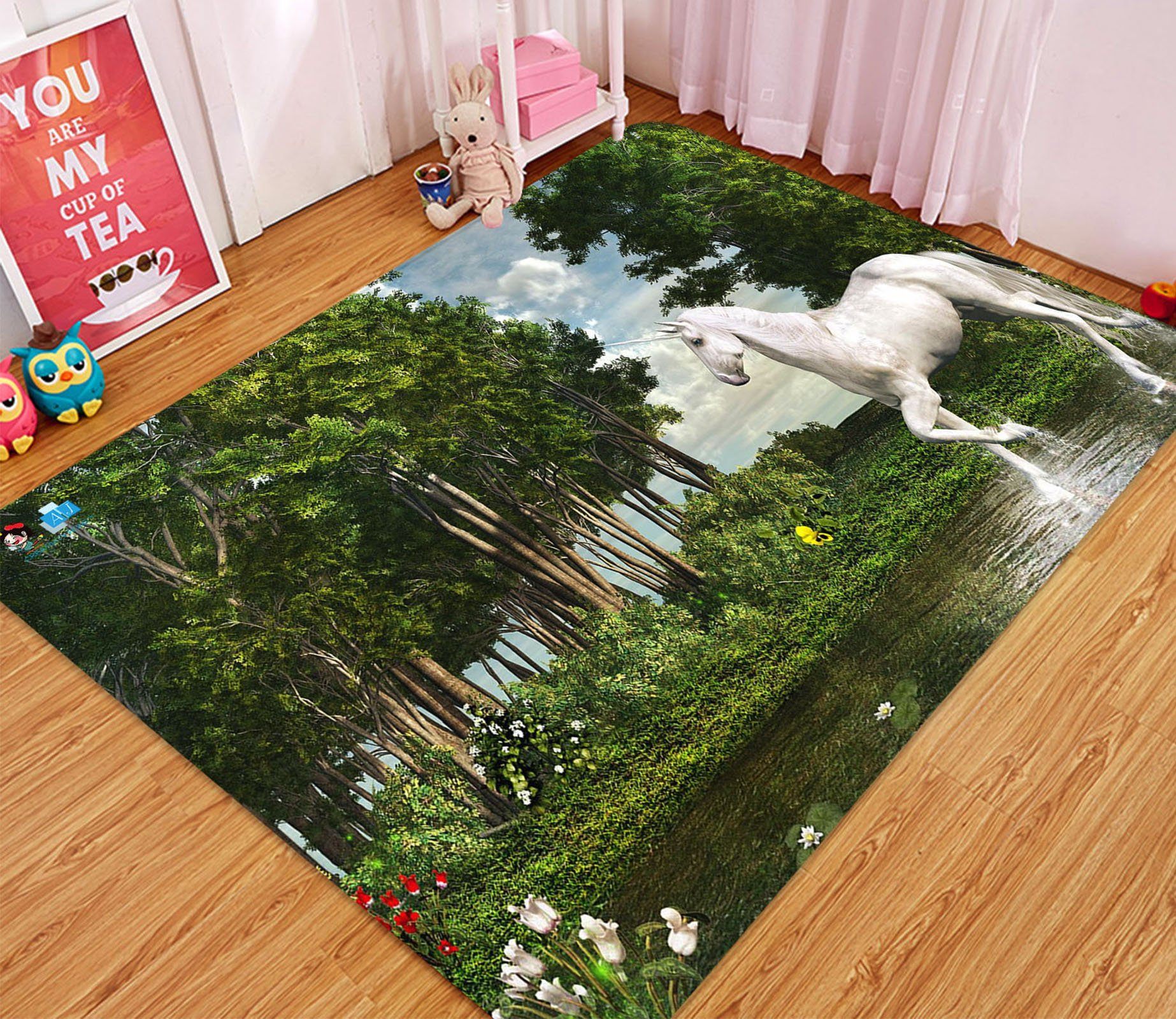 3D Riverside Unicorn 05 Non Slip Rug Mat Mat AJ Creativity Home 