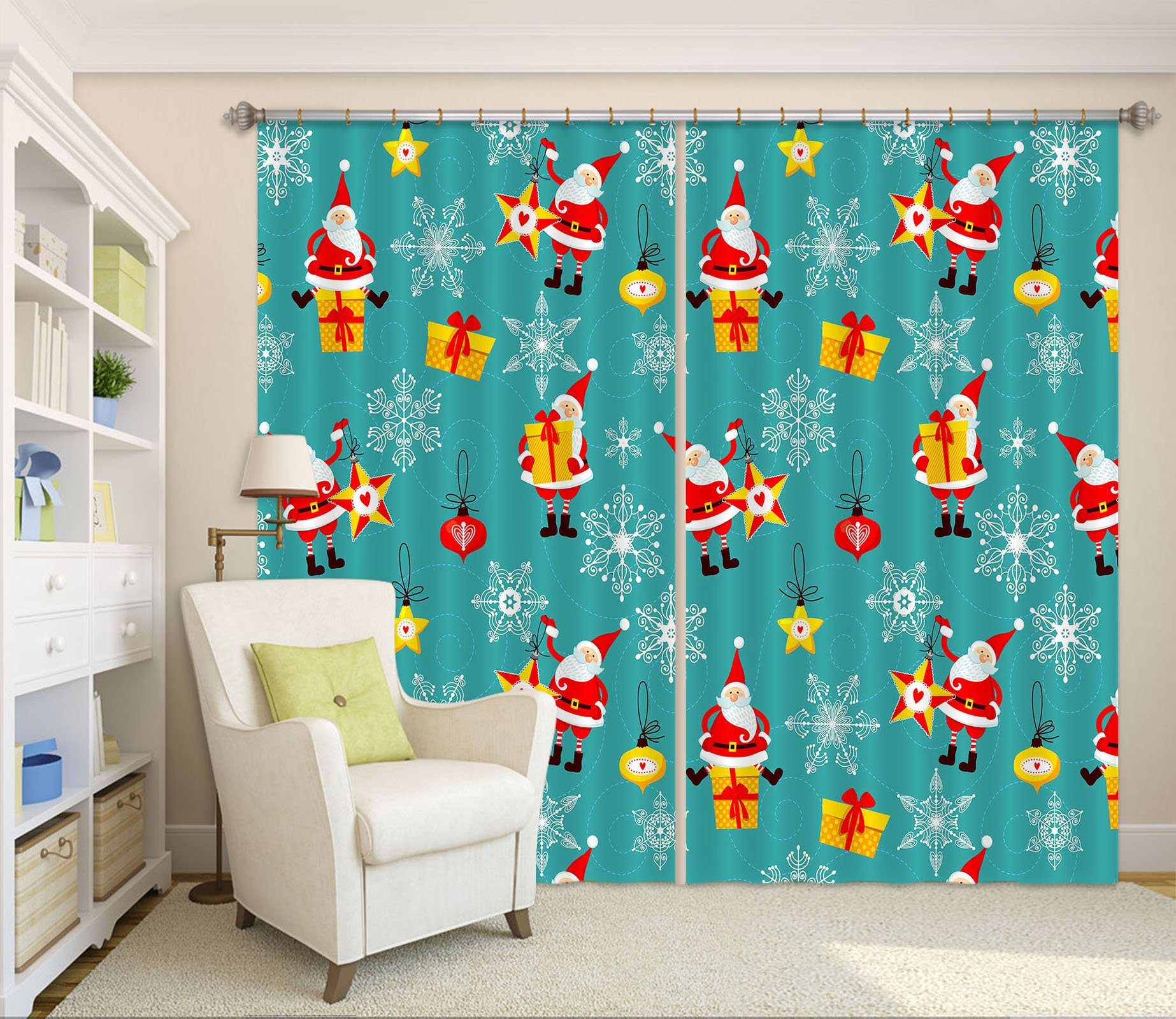 3D Christmas Star Gift Box 77 Curtains Drapes Curtains AJ Creativity Home 