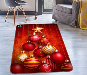 3D Red Ball 55117 Christmas Non Slip Rug Mat Xmas