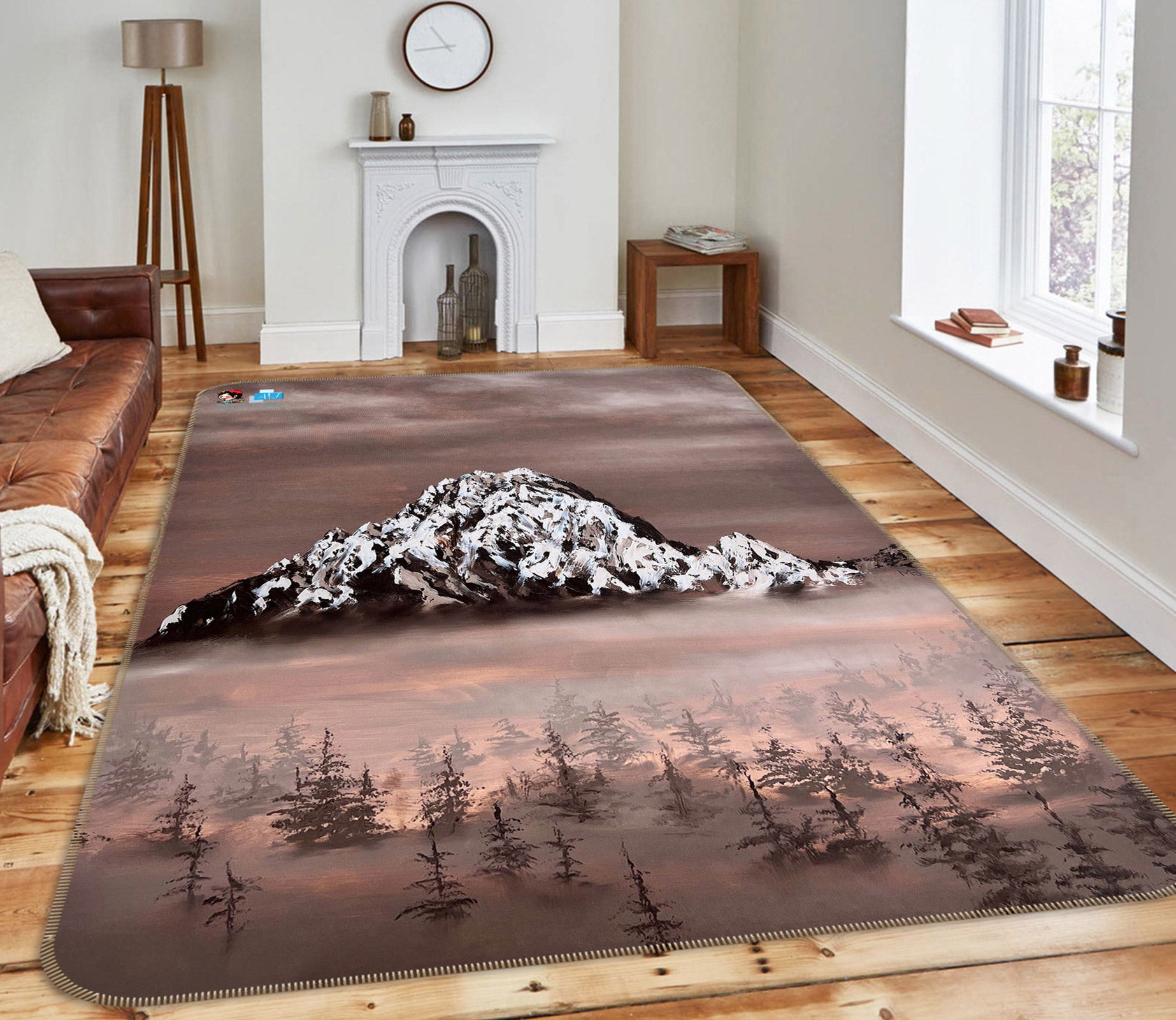 3D Fog Forest Snow Mountain 9716 Marina Zotova Rug Non Slip Rug Mat