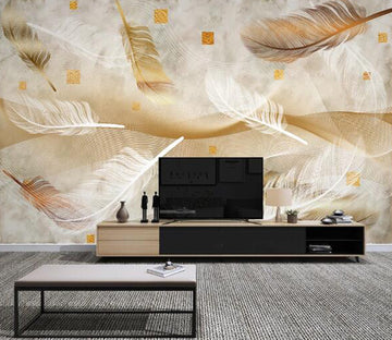 3D Yellow Feather WC1662 Wall Murals