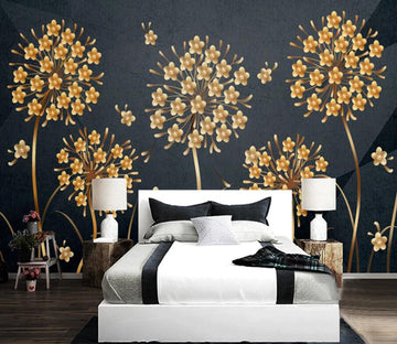 3D Golden Dandelion 2887 Wall Murals