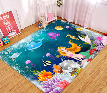 3D Seabed Mermaid 77047 Non Slip Rug Mat