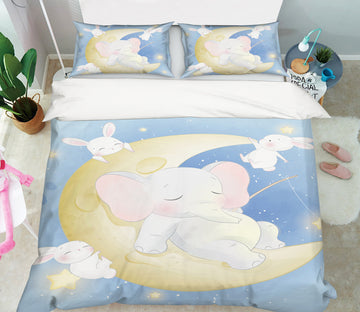 3D Moon Elephant 59074 Bed Pillowcases Quilt