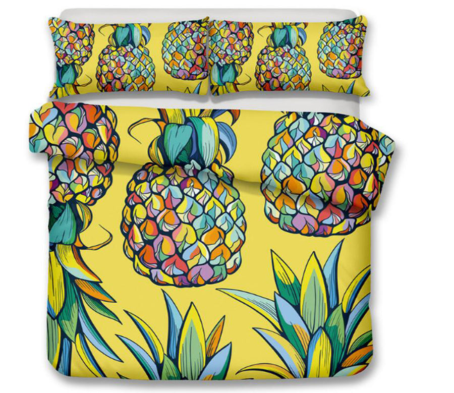 3D Yellow Pineapple 6131 Bed Pillowcases Quilt