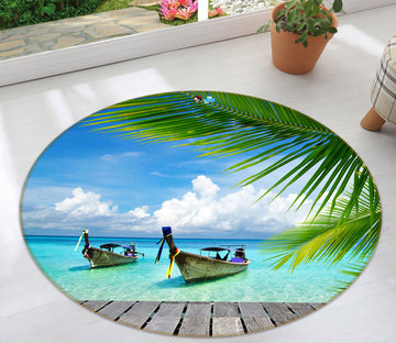 3D Ferry Coconut Tree 72251 Round Non Slip Rug Mat