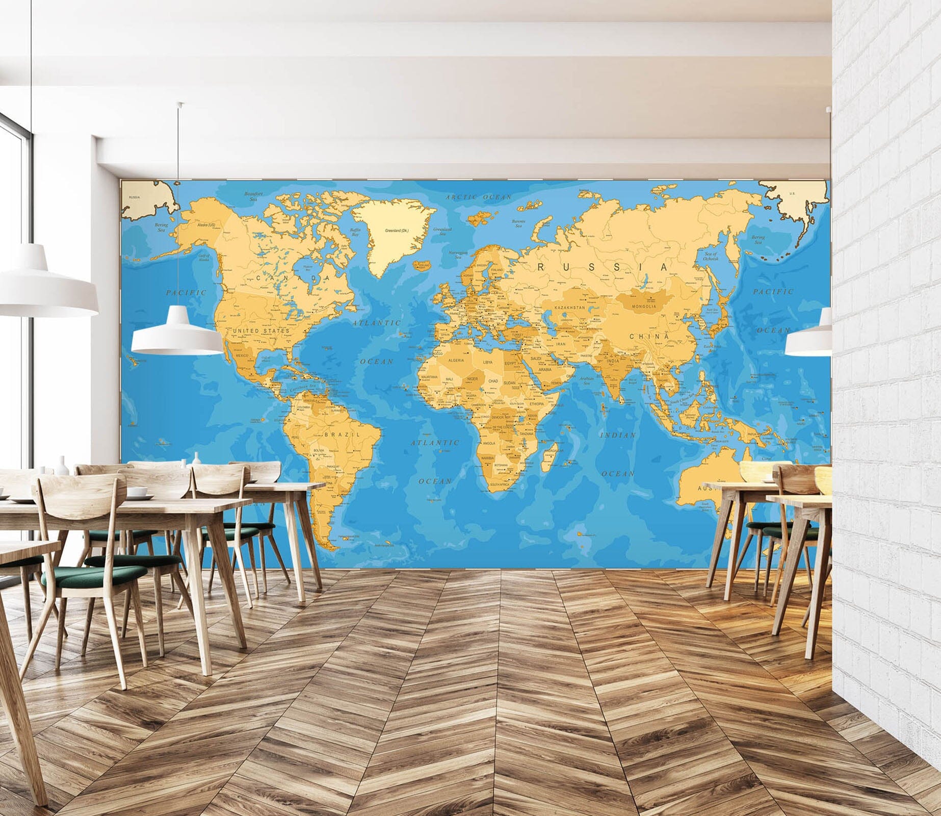 3D Yellow Land 2118 World Map Wall Murals Wallpaper AJ Wallpaper 2 