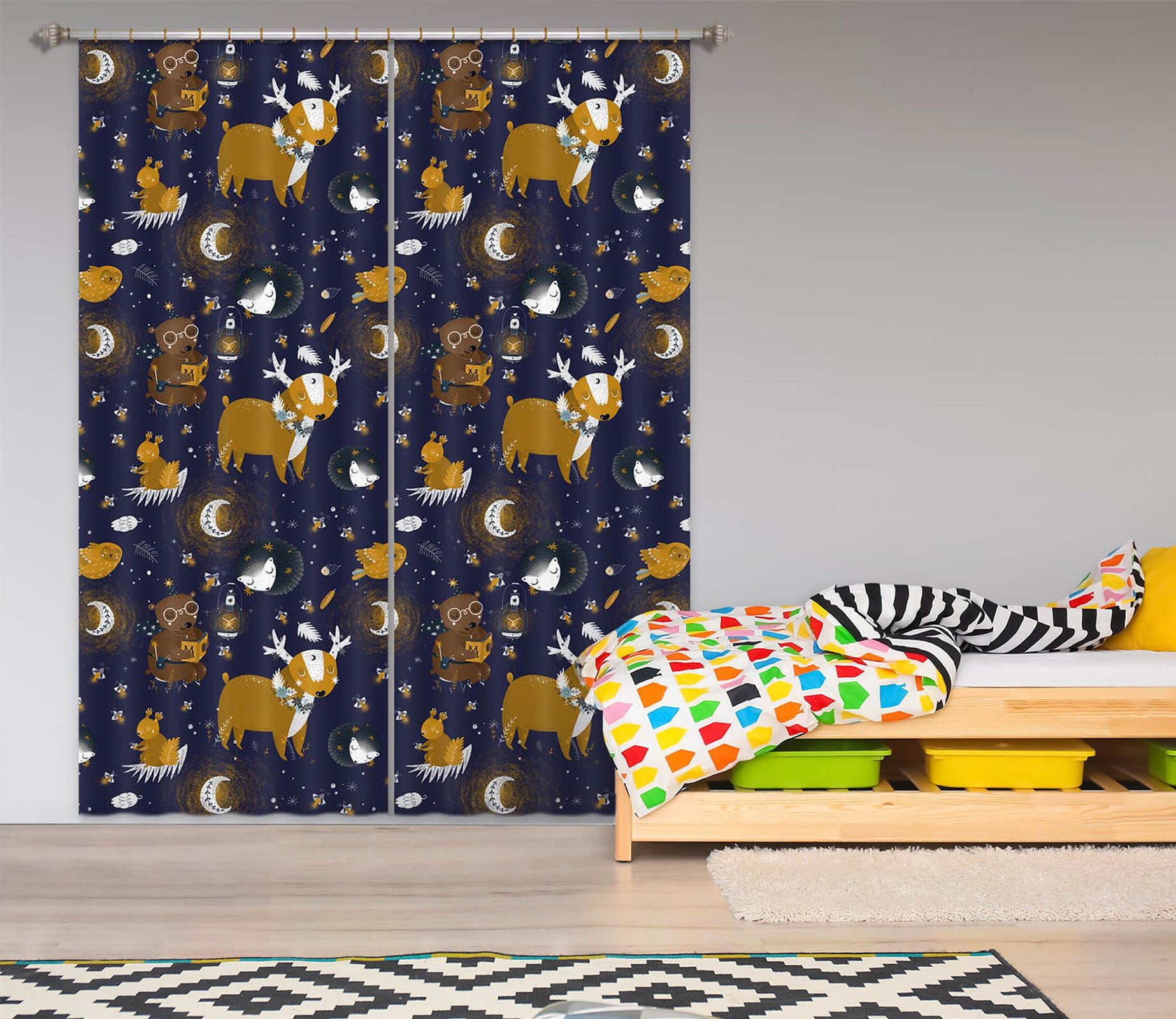 3D Reindeer Moon 147 Uta Naumann Curtain Curtains Drapes