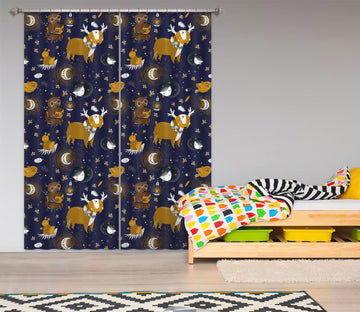 3D Reindeer Moon 147 Uta Naumann Curtain Curtains Drapes