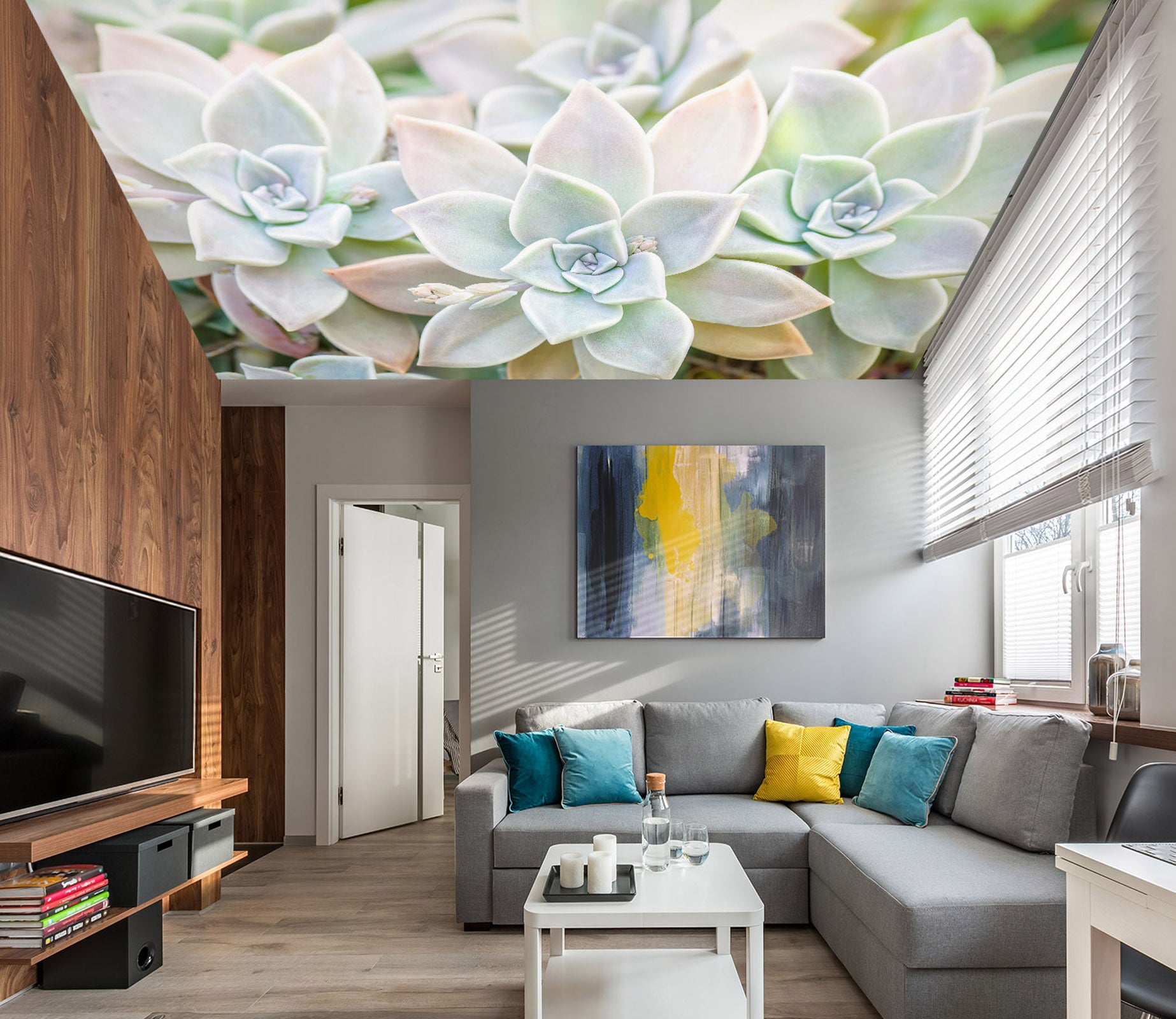 3D Green Succulents 2586 Assaf Frank Ceiling Wallpaper Murals