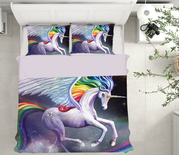 3D Rainbow Unicorn 116 Rose Catherine Khan Bedding Bed Pillowcases Quilt Quiet Covers AJ Creativity Home 