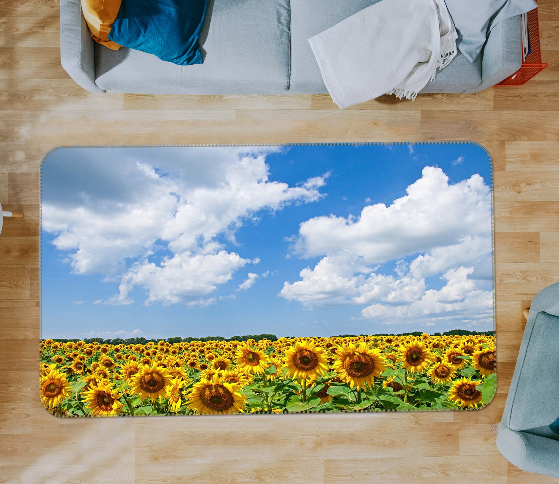 3D Sunflower Sky 29189 Non Slip Rug Mat