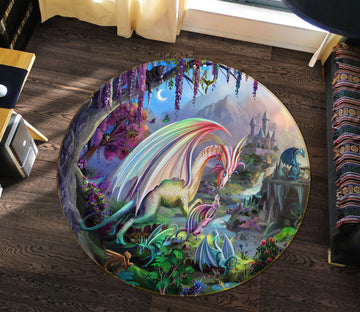 3D Dinosaur World 83160 Rose Catherine Khan Rug Round Non Slip Rug Mat