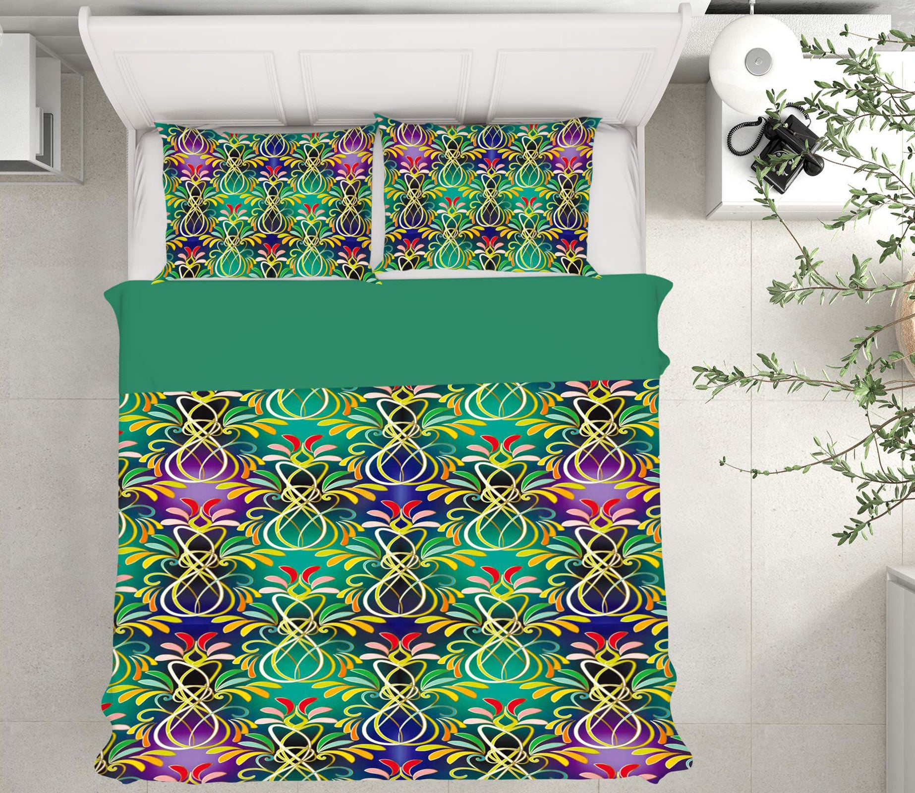 3D Green Pattern 14061 Bed Pillowcases Quilt