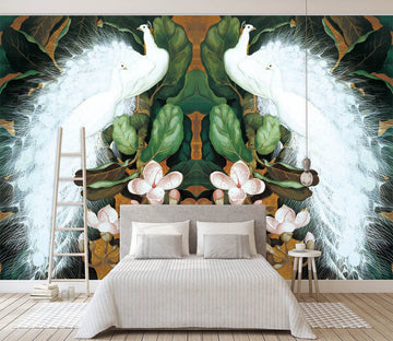 3D White Peacock Leaves 505 Wallpaper AJ Wallpaper 2 