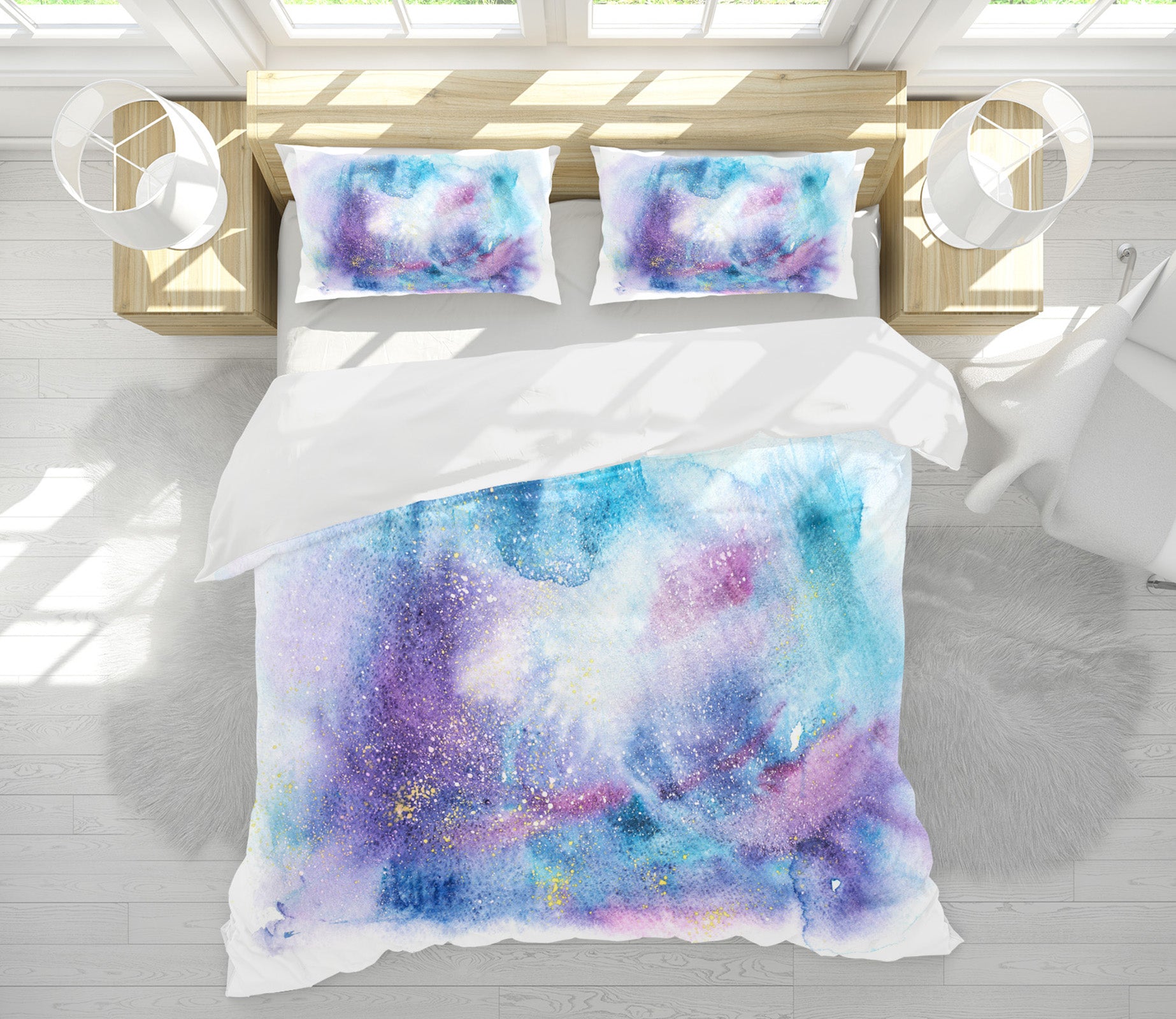 3D Purple Blue 60106 Bed Pillowcases Quilt