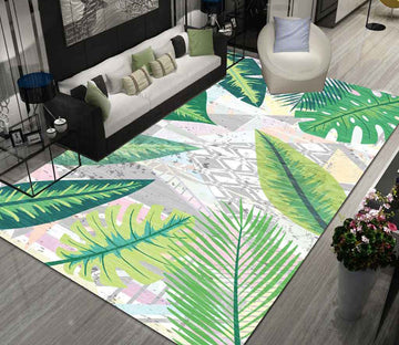 3D Green Leaves WG574 Non Slip Rug Mat Mat AJ Creativity Home 