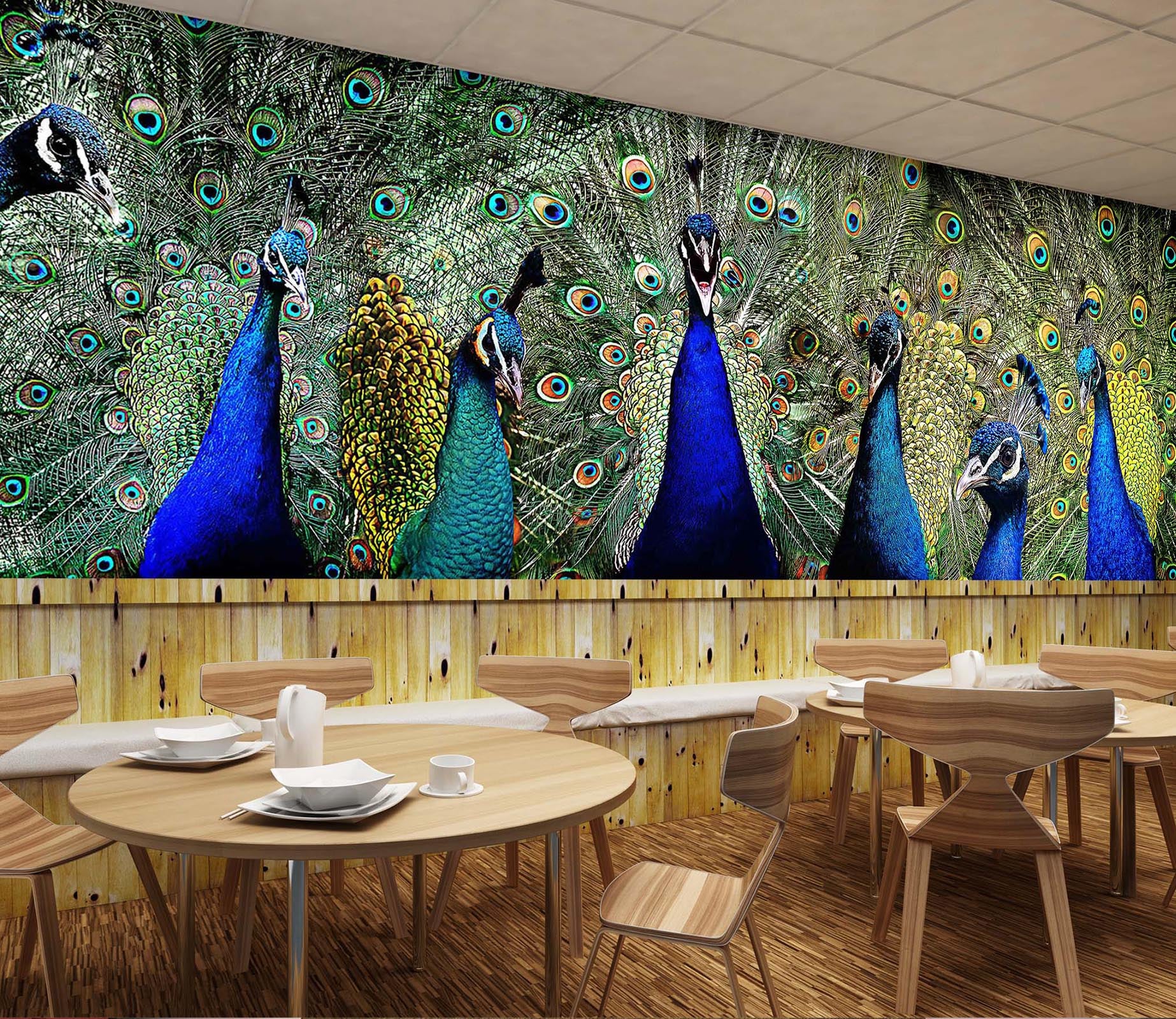 3D Blue Peacock 210 Wall Murals