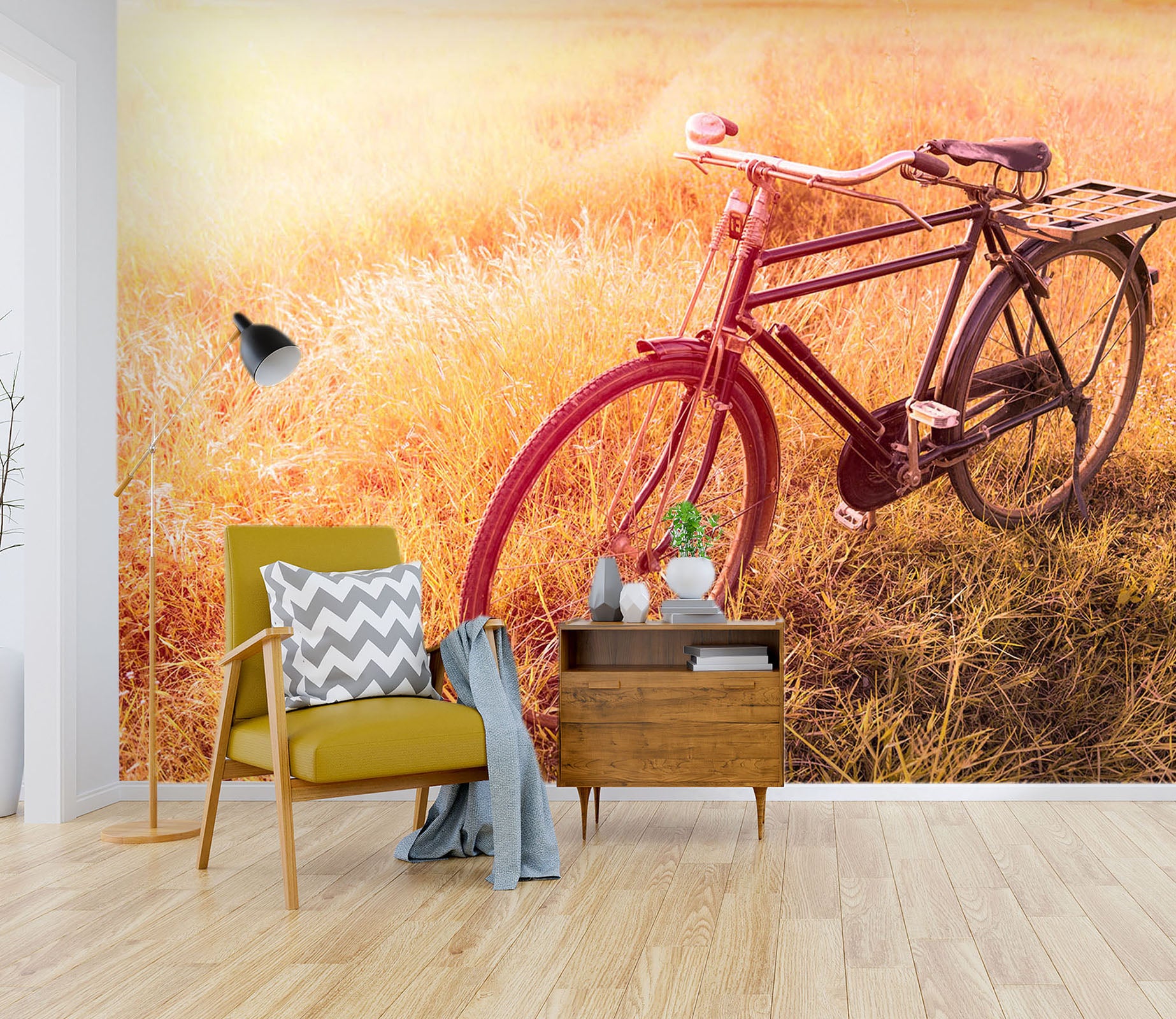 3D Twilight Grass Bike 313 Vehicle Wall Murals