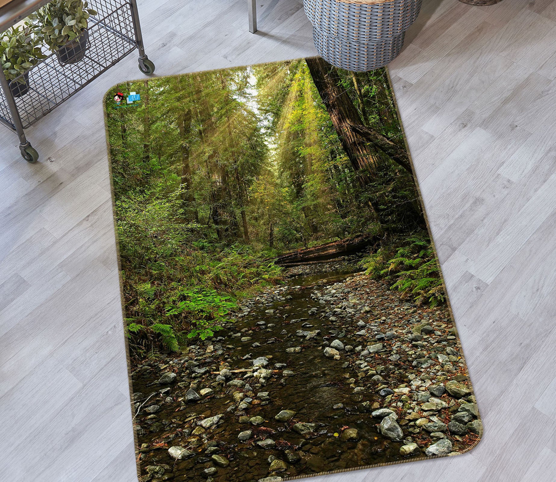 3D Forest Stream 62065 Kathy Barefield Rug Non Slip Rug Mat
