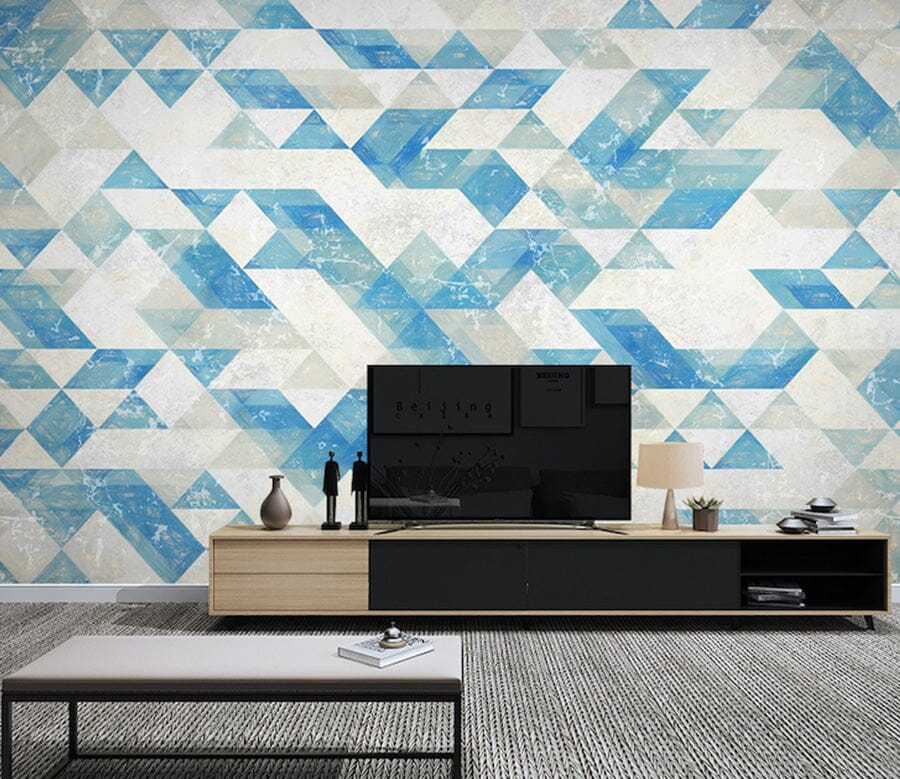 3D Blue Geometry WG047 Wall Murals Wallpaper AJ Wallpaper 2 