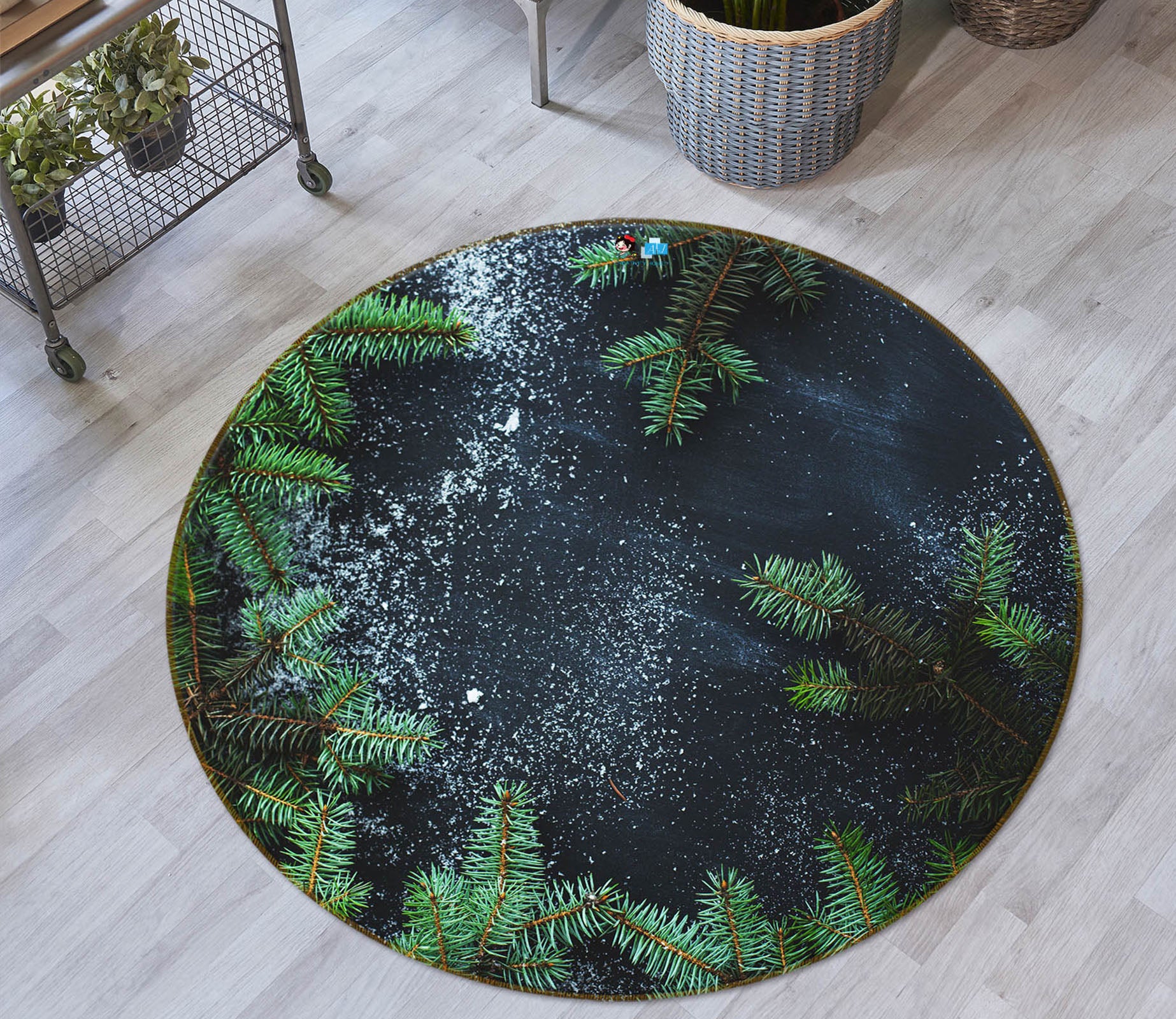 3D Branches 75123 Round Non Slip Rug Mat
