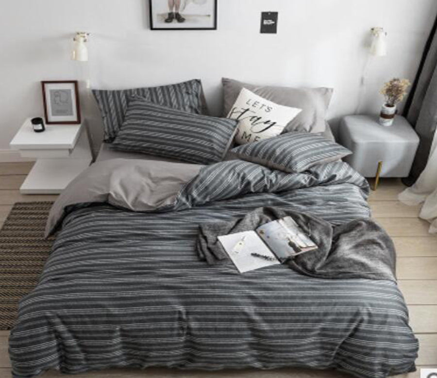 3D Dark Gray Horizontal Stripes 15124 Bed Pillowcases Quilt