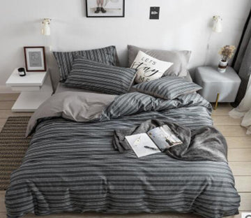3D Dark Gray Horizontal Stripes 15124 Bed Pillowcases Quilt