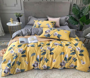 3D Yellow Background Flower 7088 Bed Pillowcases Quilt