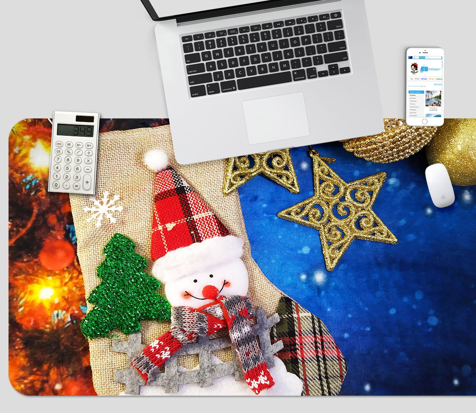 3D Snowman Pentagram 51257 Christmas Desk Mat Xmas