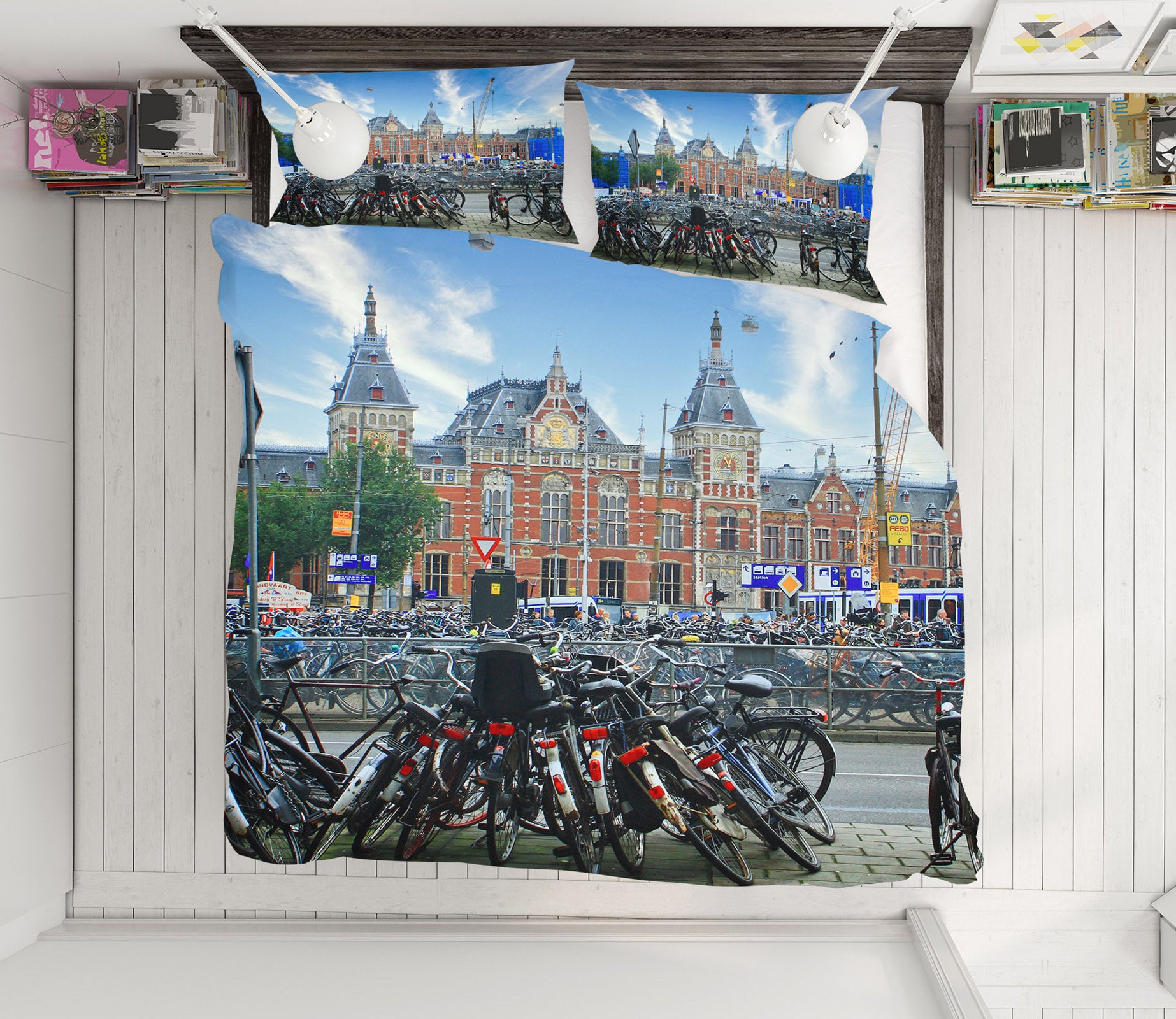 3D Bike Building 8665 Kathy Barefield Bedding Bed Pillowcases Quilt