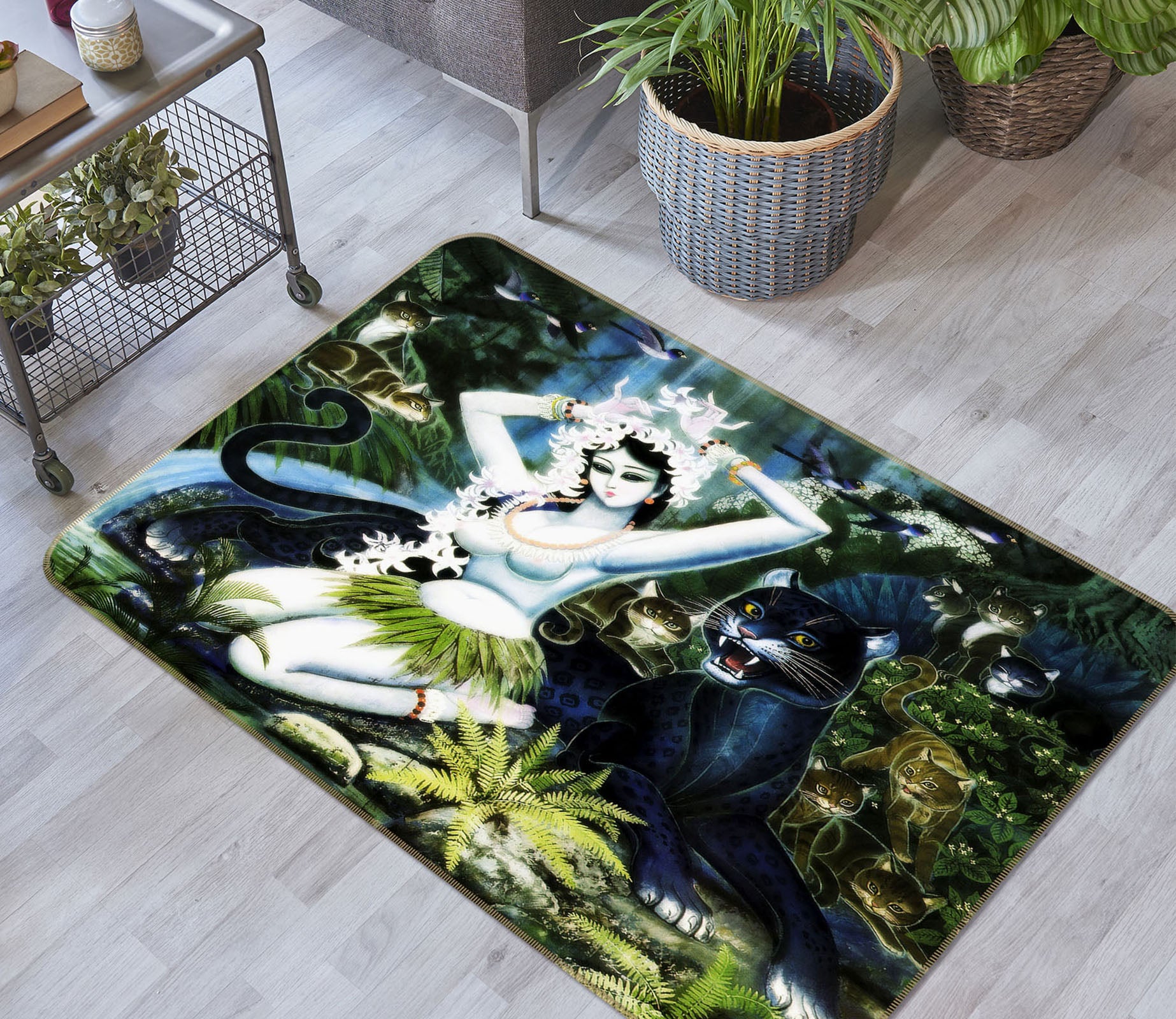 3D Female Panther 33147 Non Slip Rug Mat