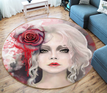 3D Female Flowers 37011 Round Non Slip Rug Mat
