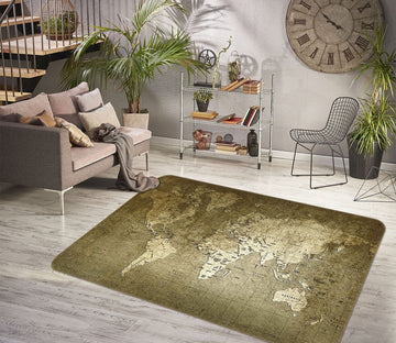 3D Sketch Lines 218 World Map Non Slip Rug Mat Mat AJ Creativity Home 