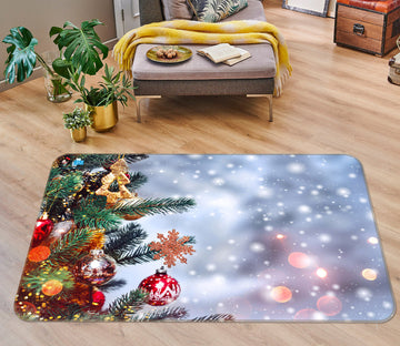 3D Branch Pendant Snow 55078 Christmas Non Slip Rug Mat Xmas