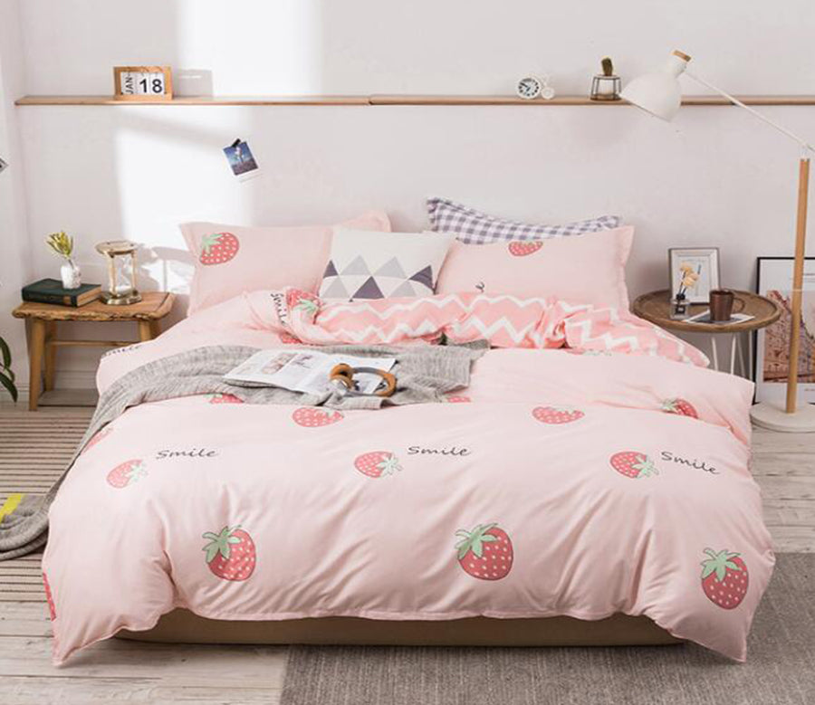 3D Strawberry 13105 Bed Pillowcases Quilt