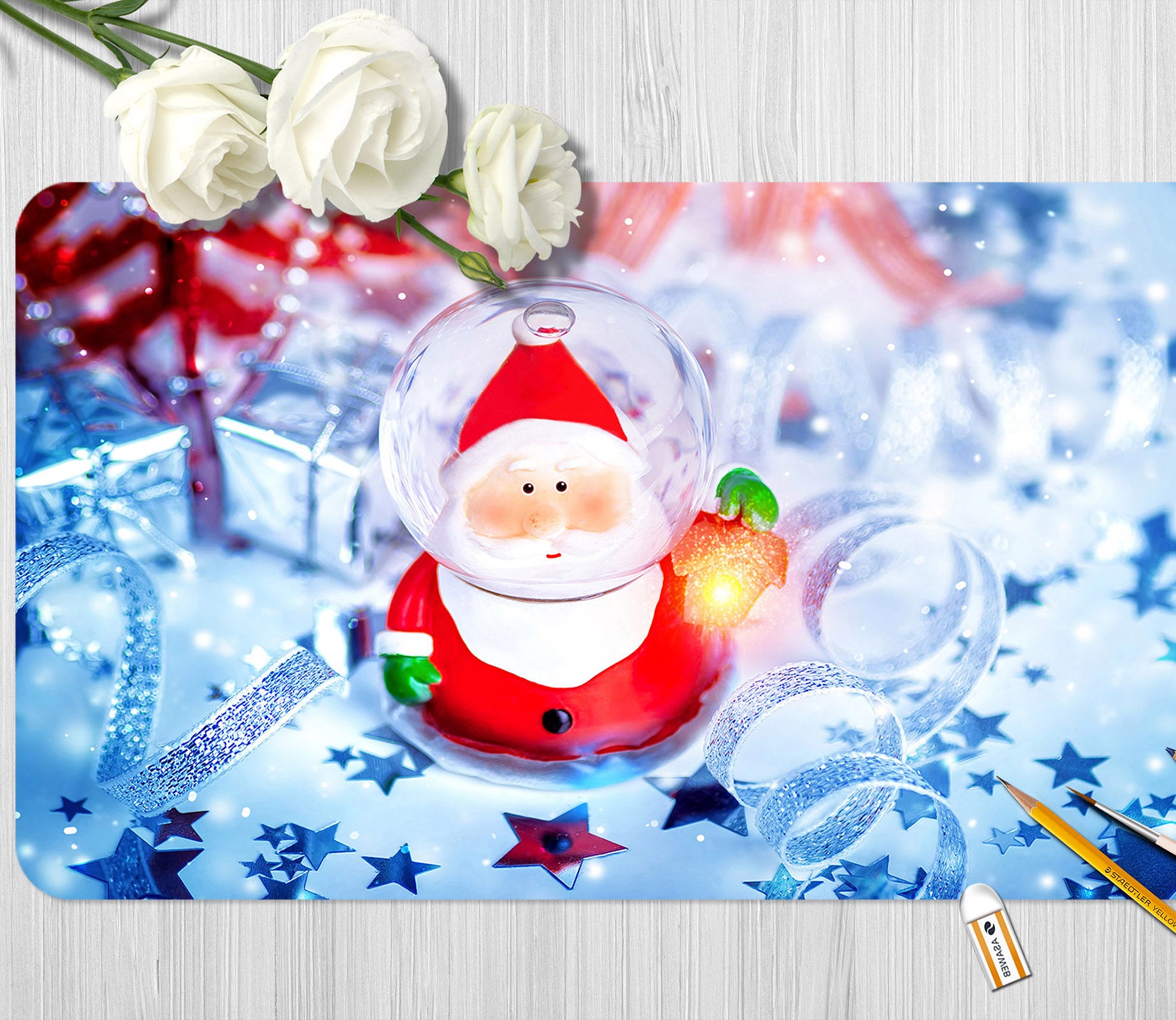 3D Santa Claus Ornaments 51177 Christmas Desk Mat Xmas