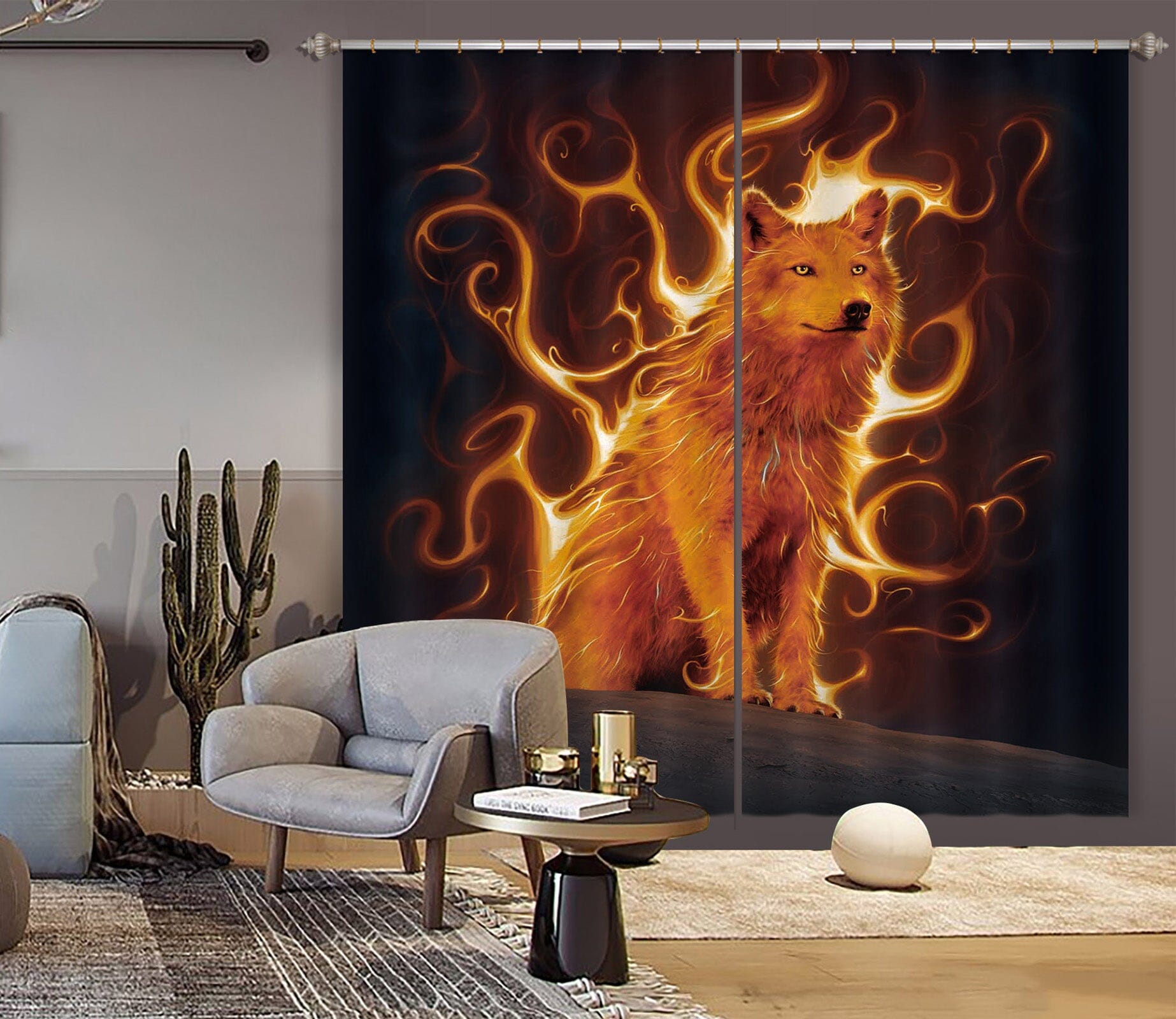 3D Phoenix Wolf Def 061 Vincent Hie Curtain Curtains Drapes Curtains AJ Creativity Home 