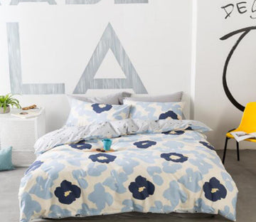 3D Light Blue Flowers 30298 Bed Pillowcases Quilt