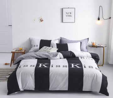 3D Black And White Kiss 13014 Bed Pillowcases Quilt