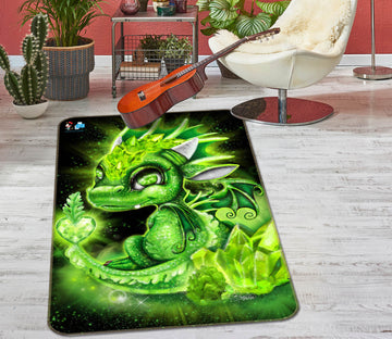 3D Green Crystal Dragon 8519 Sheena Pike Rug Non Slip Rug Mat