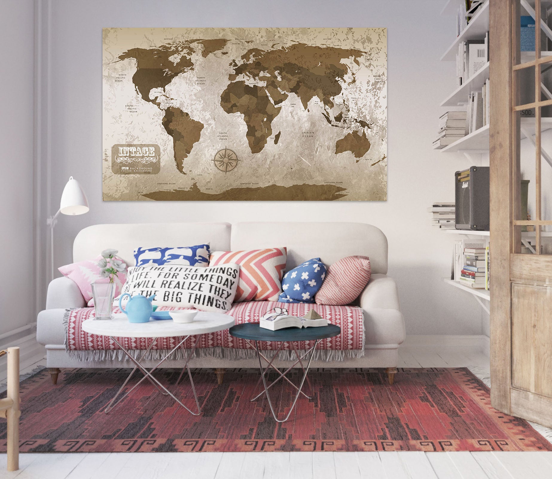 3D Abstract Pattern 210 World Map Wall Sticker