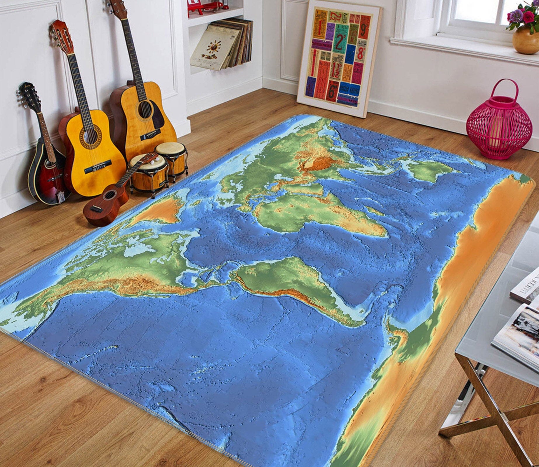 3D Volcano Eruption 220 World Map Non Slip Rug Mat Mat AJ Creativity Home 